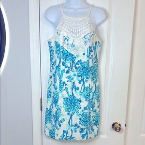 Lilly Pulitzer Blue and White Halter Sundress